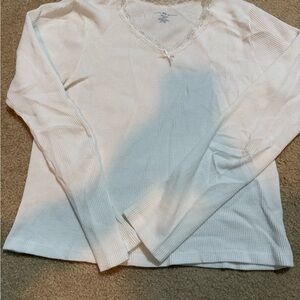 Brandy Melville White and Blue Long Sleeve Tee